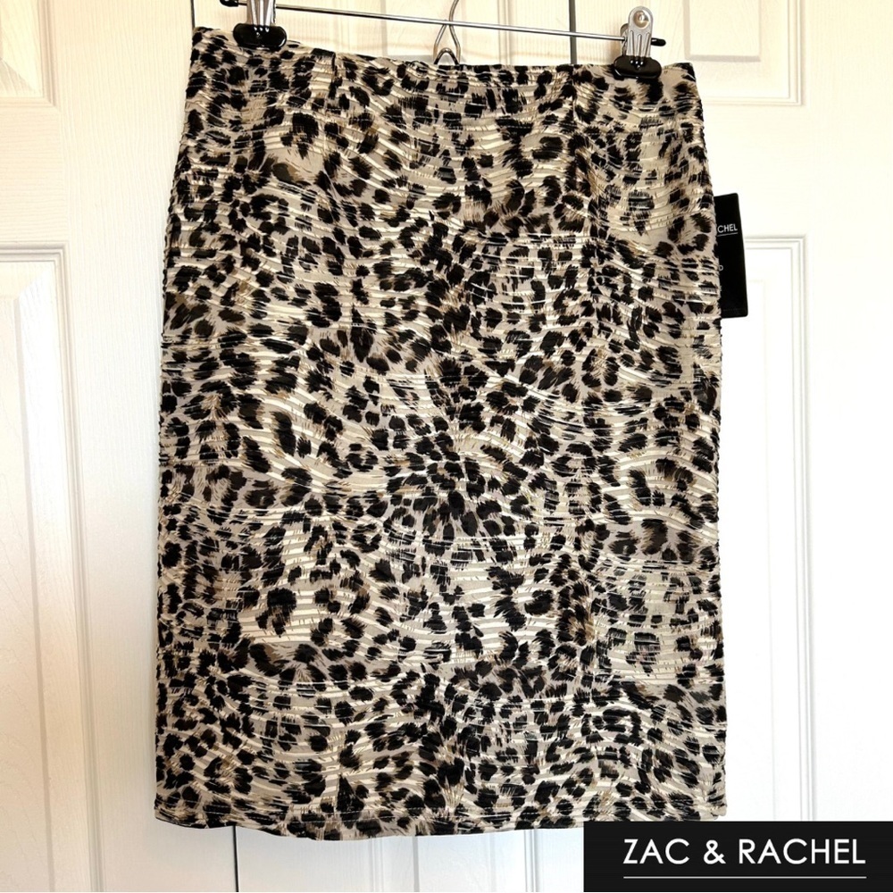 Zac & Rachel Beige and Black Leopard Print Pencil Skirt